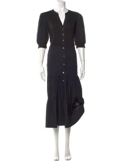 Pre-owned Veronica Beard V-neck Long Dress In Black