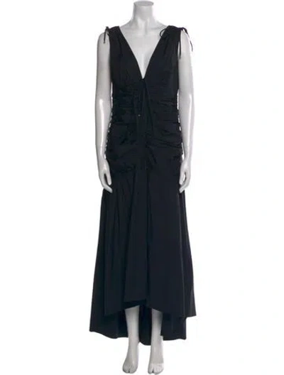 Pre-owned Veronica Beard V-neck Long Dress In Black