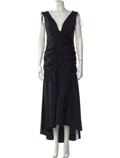 Pre-owned Veronica Beard V-neck Long Dress In Black