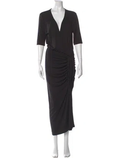 Pre-owned Veronica Beard V-neck Long Dress In Black
