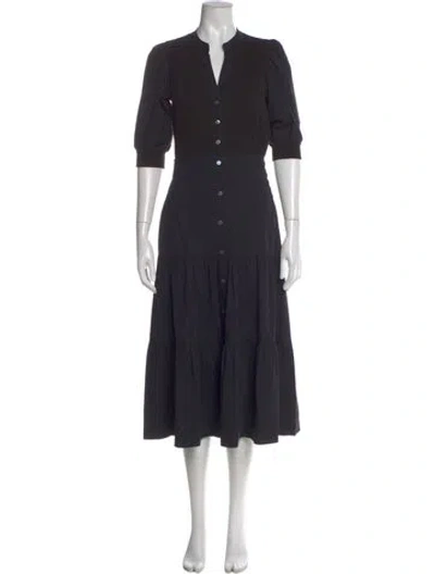 Pre-owned Veronica Beard V-neck Long Dress In Black