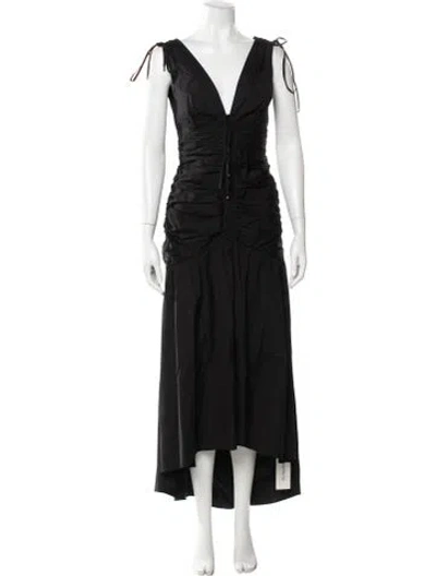 Pre-owned Veronica Beard V-neck Long Dress In Black