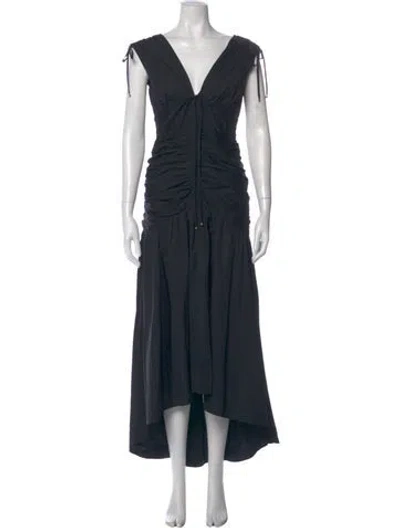 Pre-owned Veronica Beard V-neck Long Dress In Black