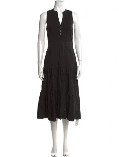 Pre-owned Veronica Beard V-neck Long Dress In Black