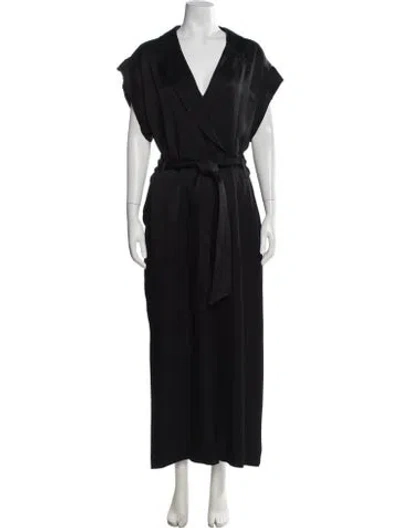 Pre-owned Veronica Beard V-neck Long Dress In Black