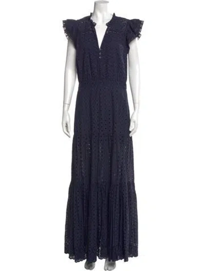 Pre-owned Veronica Beard V-neck Long Dress In Blue