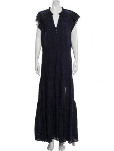 Pre-owned Veronica Beard V-neck Long Dress In Blue