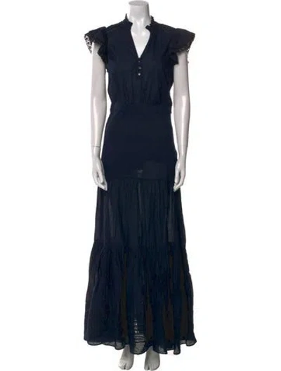 Pre-owned Veronica Beard V-neck Long Dress In Blue