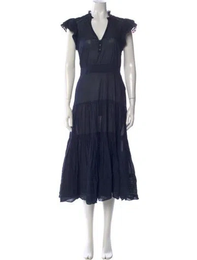 Pre-owned Veronica Beard V-neck Long Dress In Blue