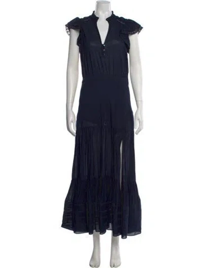 Pre-owned Veronica Beard V-neck Long Dress In Blue