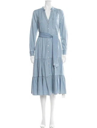 Pre-owned Veronica Beard V-neck Long Dress In Blue