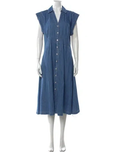 Pre-owned Veronica Beard V-neck Long Dress In Blue