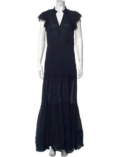Pre-owned Veronica Beard V-neck Long Dress In Blue