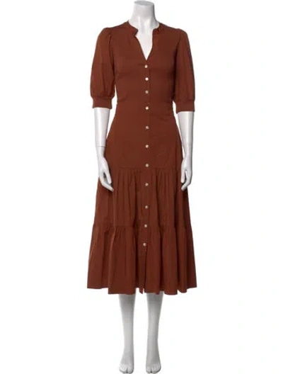 Pre-owned Veronica Beard V-neck Long Dress In Brown