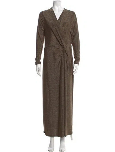 Pre-owned Veronica Beard V-neck Long Dress In Brown