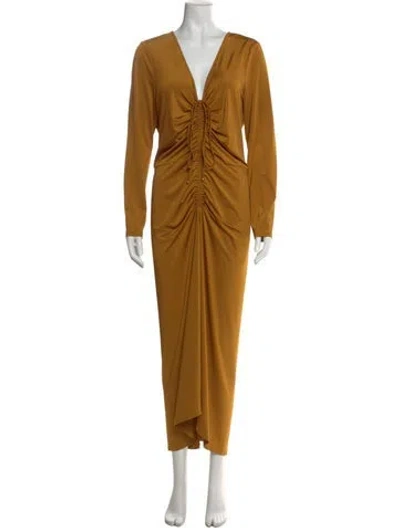 Pre-owned Veronica Beard V-neck Long Dress In Brown