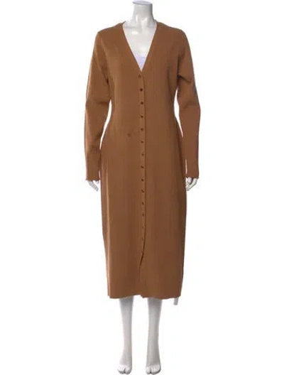 Pre-owned Veronica Beard V-neck Long Dress In Brown