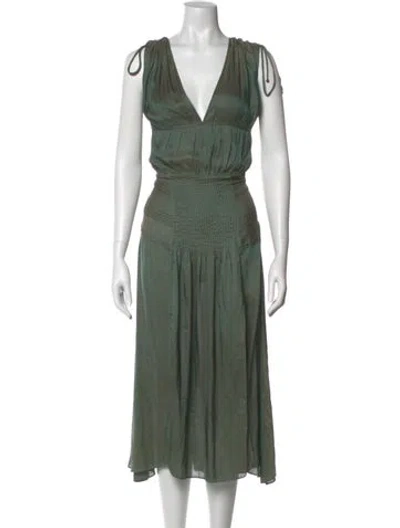 Pre-owned Veronica Beard V-neck Long Dress In Green