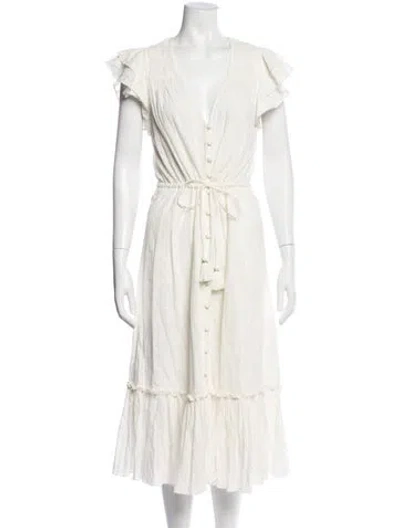 Pre-owned Veronica Beard V-neck Long Dress In Neutral