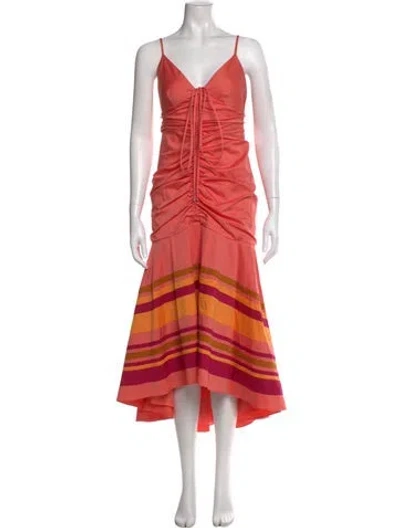 Pre-owned Veronica Beard V-neck Long Dress In Orange