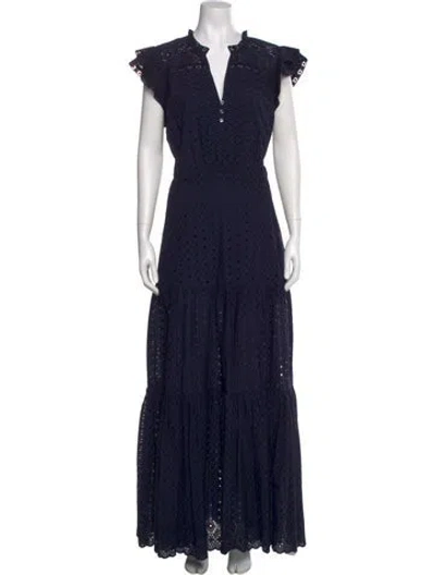 Pre-owned Veronica Beard V-neck Long Dress W/ Tags In Blue