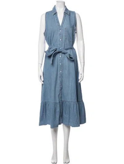 Pre-owned Veronica Beard V-neck Long Dress W/ Tags In Blue