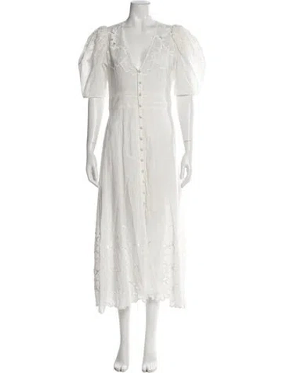 Pre-owned Veronica Beard V-neck Long Dress W/ Tags In White