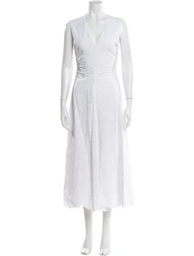 Pre-owned Veronica Beard V-neck Long Dress W/ Tags In White