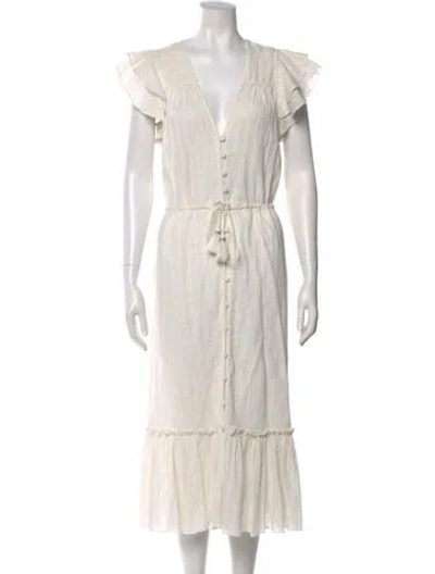 Pre-owned Veronica Beard V-neck Long Dress In White