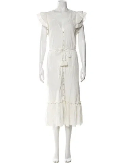 Pre-owned Veronica Beard V-neck Long Dress In White