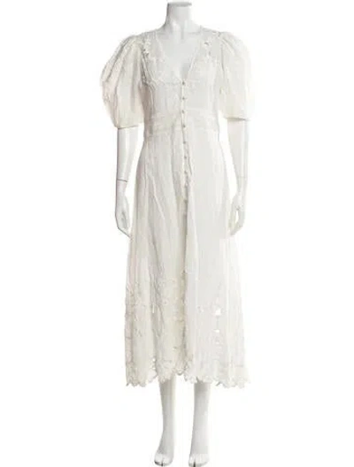 Pre-owned Veronica Beard V-neck Long Dress In White