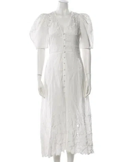 Pre-owned Veronica Beard V-neck Long Dress In White