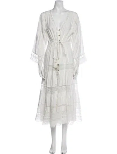 Pre-owned Veronica Beard V-neck Long Dress In White