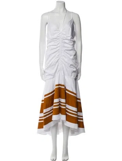 Pre-owned Veronica Beard V-neck Long Dress In White