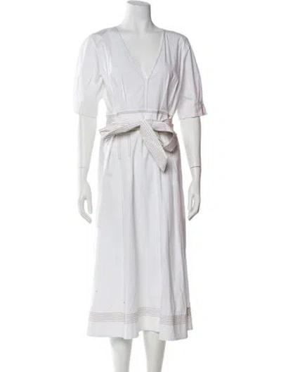 Pre-owned Veronica Beard V-neck Long Dress In White