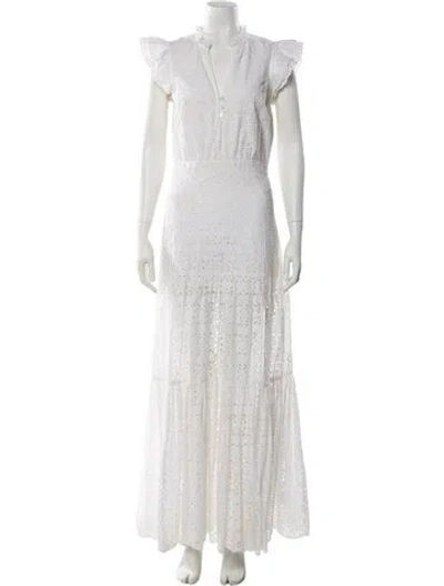 Pre-owned Veronica Beard V-neck Long Dress In White