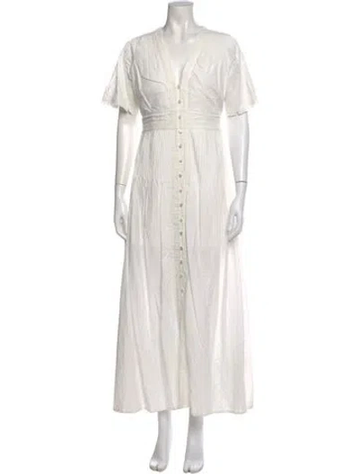 Pre-owned Veronica Beard V-neck Long Dress In White