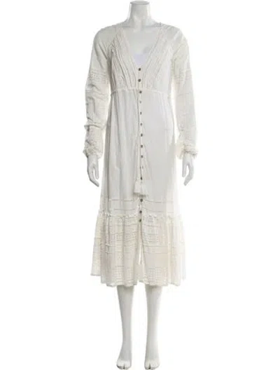 Pre-owned Veronica Beard V-neck Long Dress In White