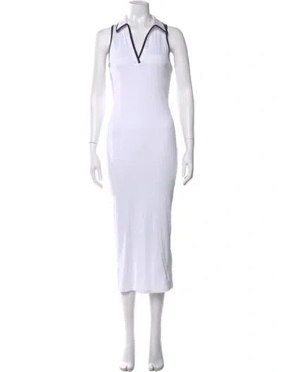 Pre-owned Veronica Beard V-neck Long Dress In White