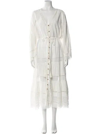 Pre-owned Veronica Beard V-neck Long Dress In White