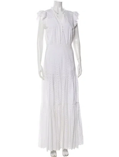 Pre-owned Veronica Beard V-neck Long Dress In White