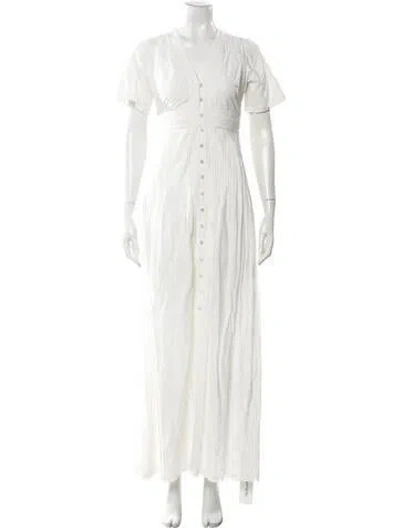Pre-owned Veronica Beard V-neck Long Dress In White
