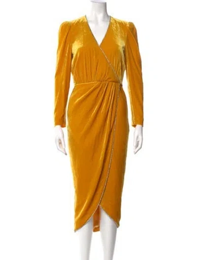 Pre-owned Veronica Beard V-neck Long Dress In Yellow