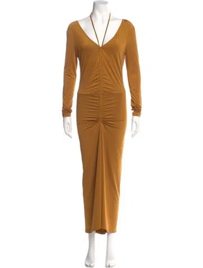 Pre-owned Veronica Beard V-neck Long Dress In Yellow