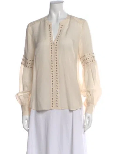 Pre-owned Veronica Beard V-neck Long Sleeve Blouse