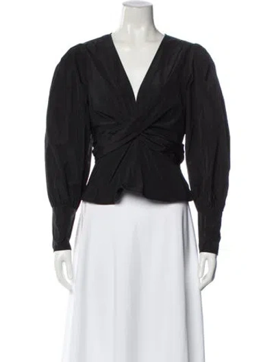 Pre-owned Veronica Beard V-neck Long Sleeve Blouse In Black