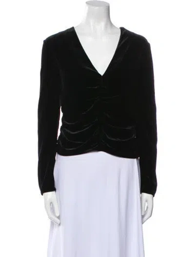 Pre-owned Veronica Beard V-neck Long Sleeve Blouse In Black