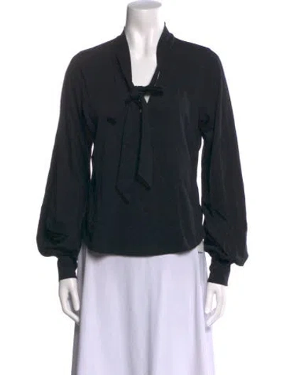 Pre-owned Veronica Beard V-neck Long Sleeve Blouse In Black