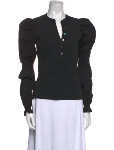 Pre-owned Veronica Beard V-neck Long Sleeve Blouse In Black