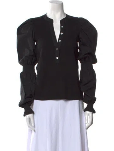Pre-owned Veronica Beard V-neck Long Sleeve Blouse In Black